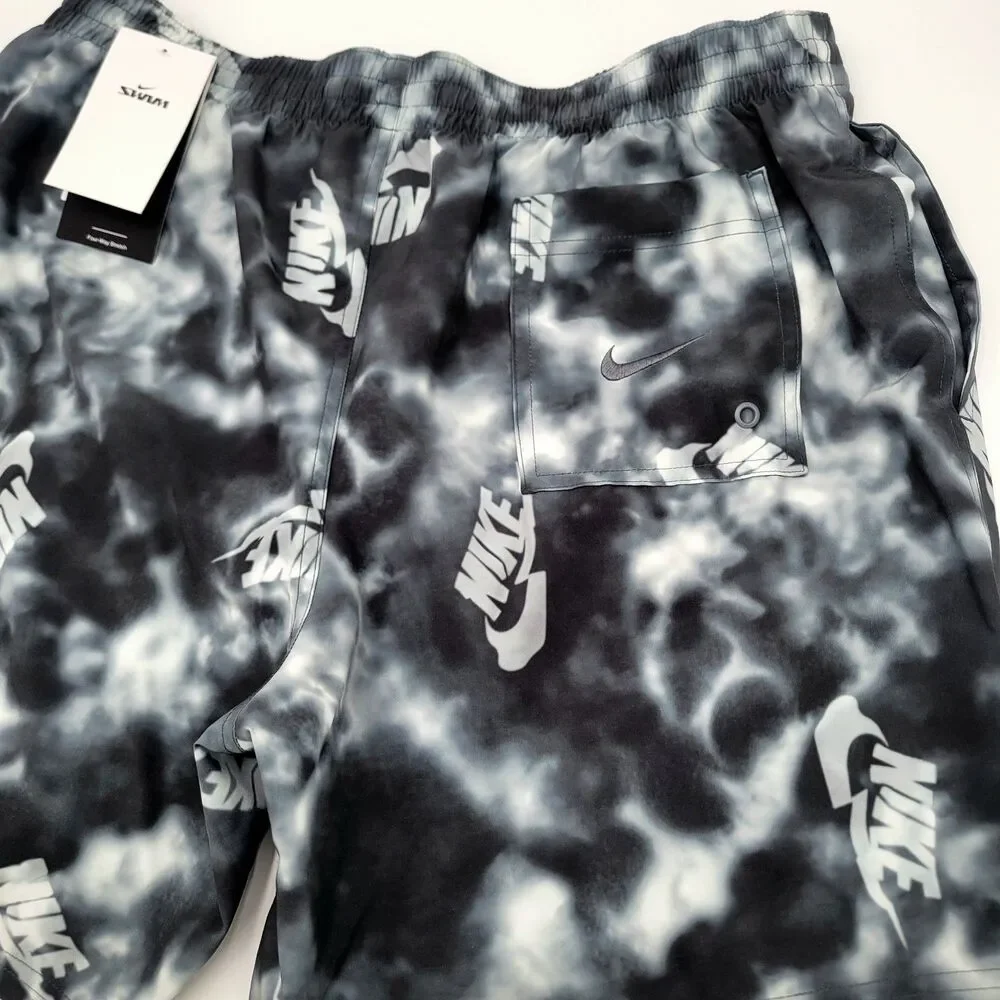 Men's Nike Swim All Over Print Nike XL Swim Shorts Black Gray $66 New
